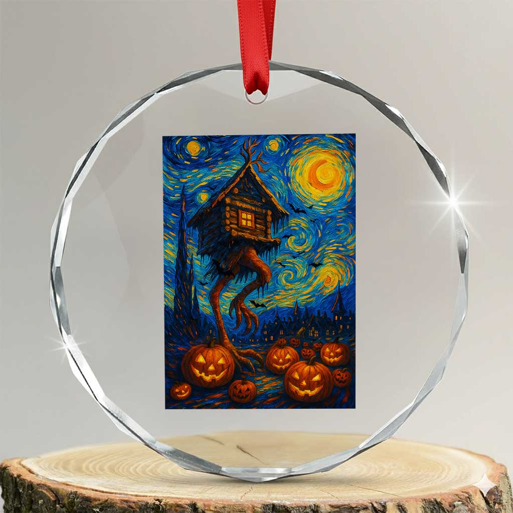 Baba Yaga House Crystal Glass Ornament Starry Night Van Gogh Slavic Folklore Russia Fairy Tale TS10 Transparent Glass 3'' Circle Print Your Wear