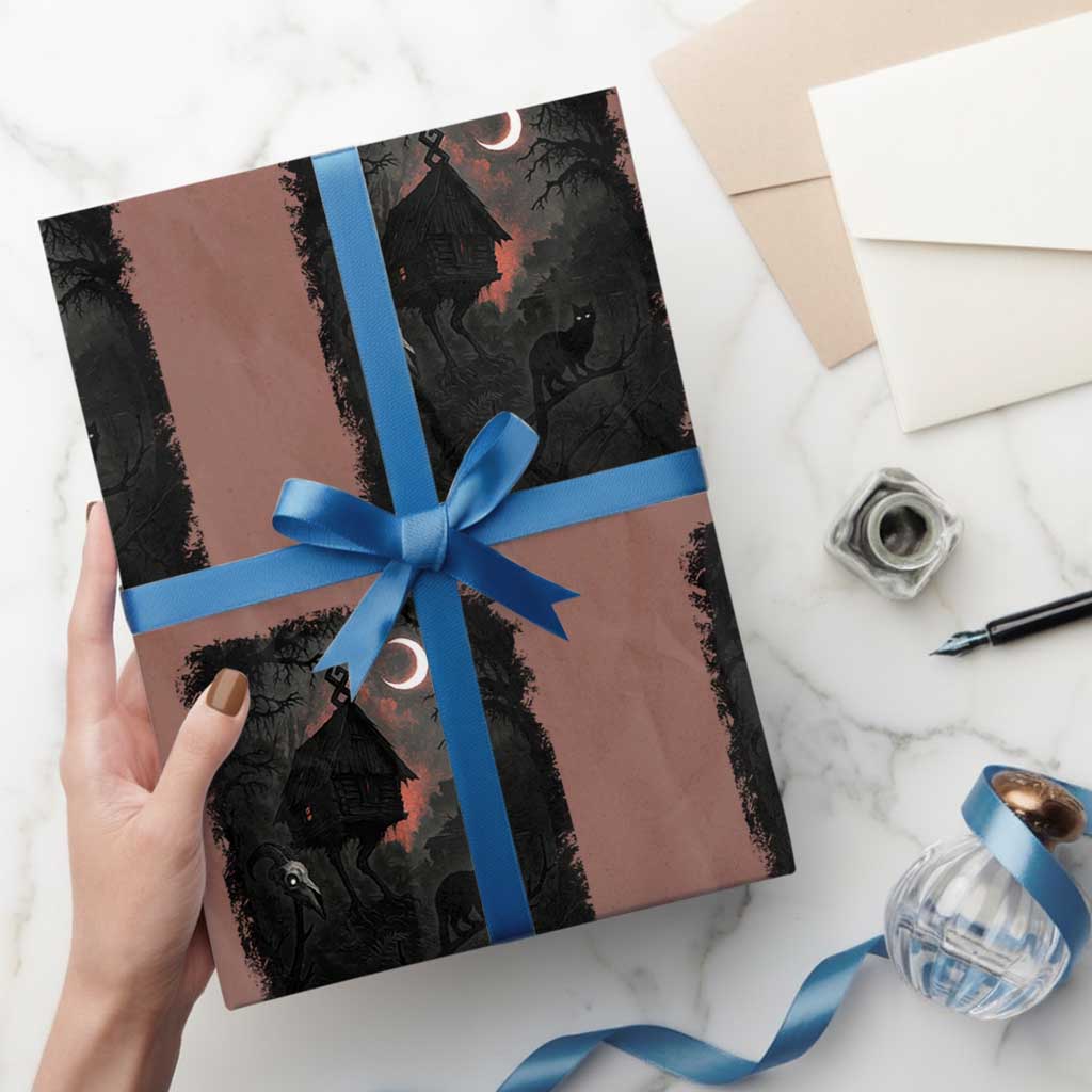 Baba Yaga House Wrapping Paper Roll Gothic Slavic Folklore Russia Fairy Tale TS10 Mocha Print Your Wear