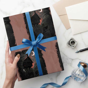 Baba Yaga House Wrapping Paper Roll Gothic Slavic Folklore Russia Fairy Tale TS10 Mocha Print Your Wear