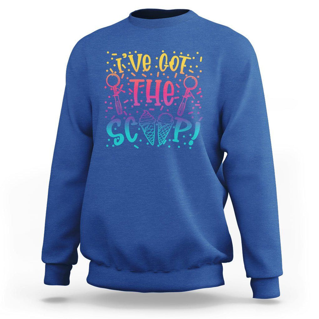 Baby Announcement Sweatshirt I've Got The Scoop Ice Cream Blue Pink Gender Reveal Baby Shower TS02 Royal Blue Printyourwear