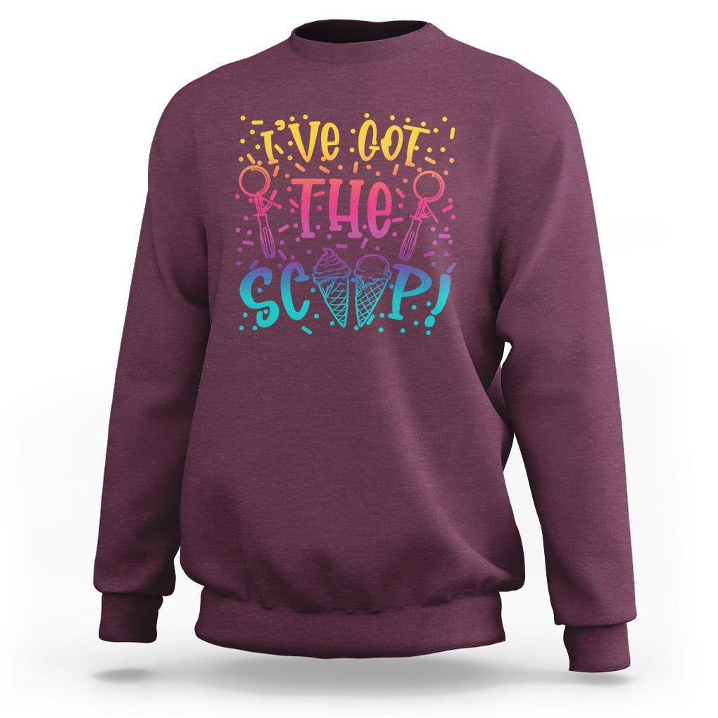 Baby Announcement Sweatshirt I've Got The Scoop Ice Cream Blue Pink Gender Reveal Baby Shower TS02 Maroon Printyourwear