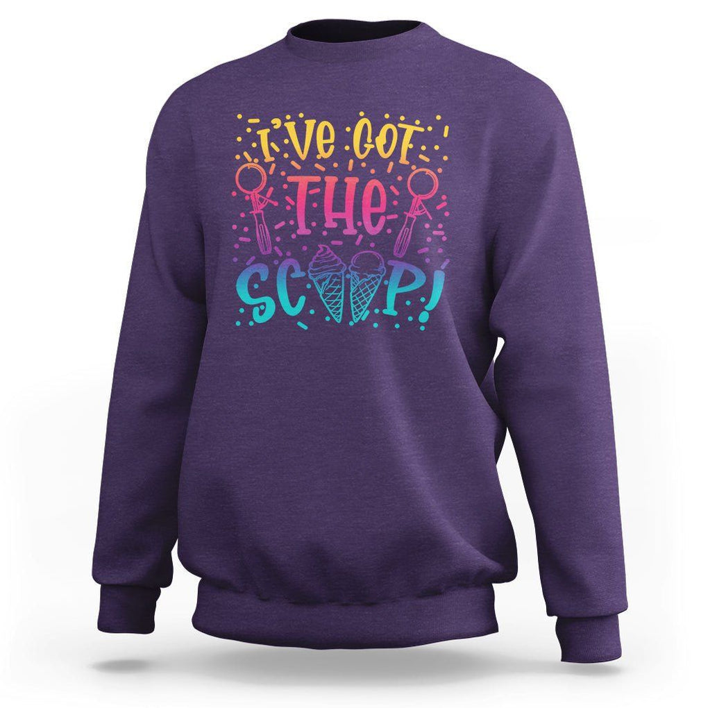 Baby Announcement Sweatshirt I've Got The Scoop Ice Cream Blue Pink Gender Reveal Baby Shower TS02 Purple Printyourwear