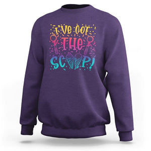 Baby Announcement Sweatshirt I've Got The Scoop Ice Cream Blue Pink Gender Reveal Baby Shower TS02 Purple Printyourwear