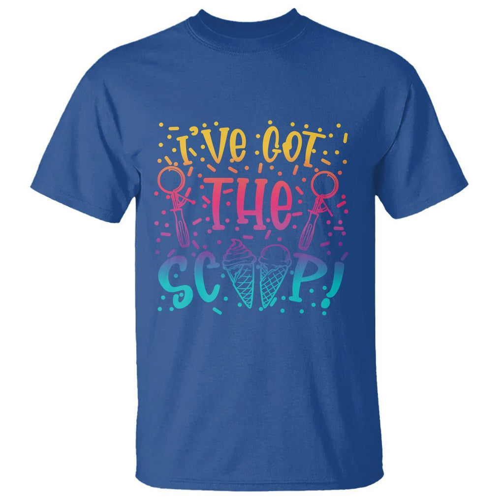 Baby Announcement T Shirt I've Got The Scoop Ice Cream Blue Pink Gender Reveal Baby Shower TS02 Royal Blue Printyourwear