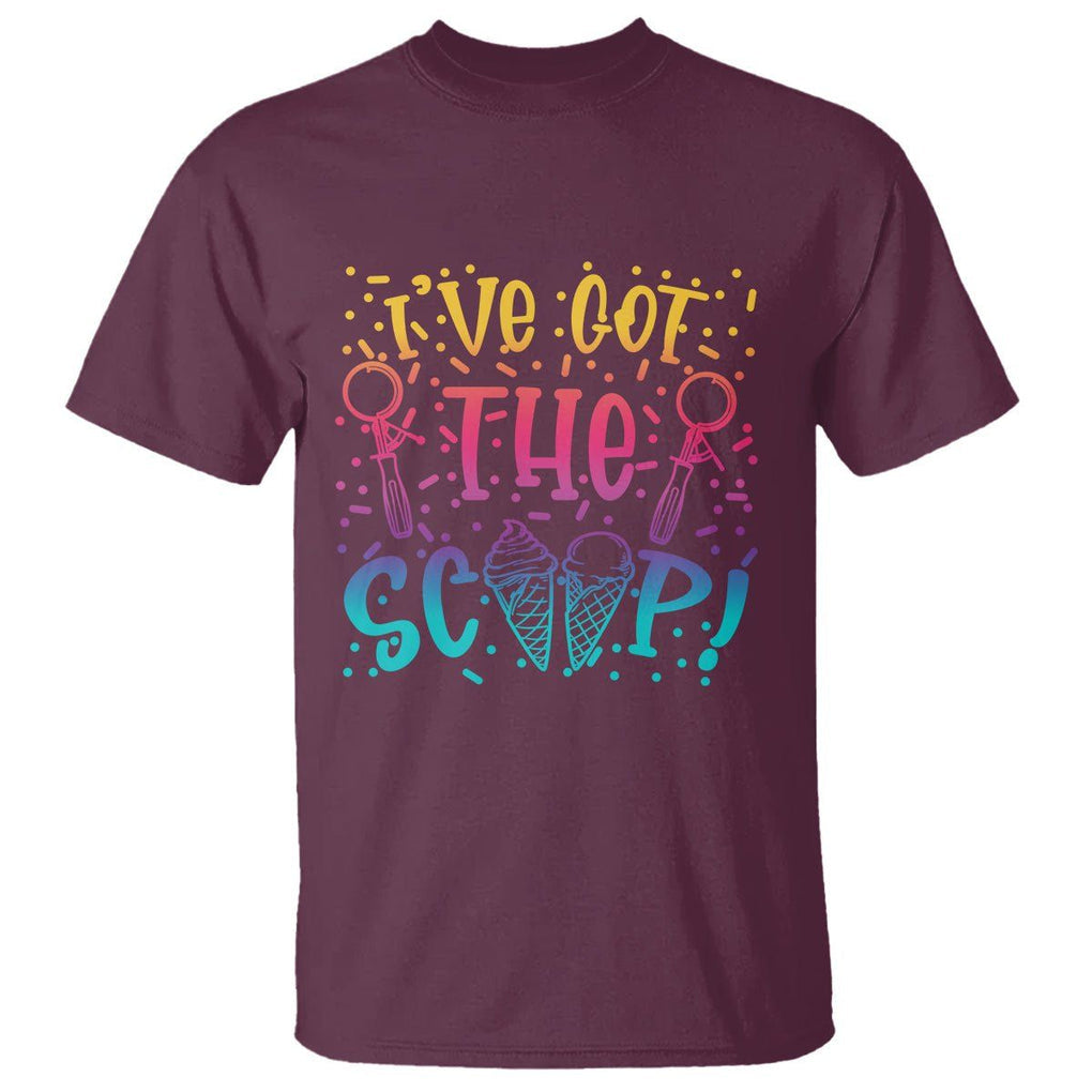 Baby Announcement T Shirt I've Got The Scoop Ice Cream Blue Pink Gender Reveal Baby Shower TS02 Maroon Printyourwear