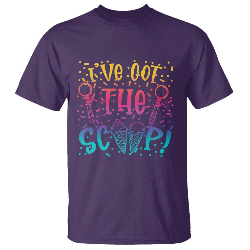 Baby Announcement T Shirt I've Got The Scoop Ice Cream Blue Pink Gender Reveal Baby Shower TS02 Purple Printyourwear