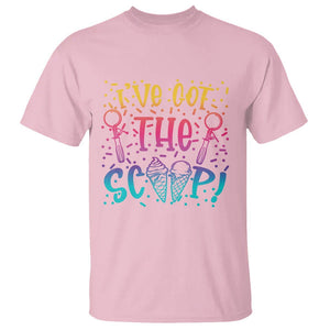 Baby Announcement T Shirt I've Got The Scoop Ice Cream Blue Pink Gender Reveal Baby Shower TS02 Light Pink Printyourwear