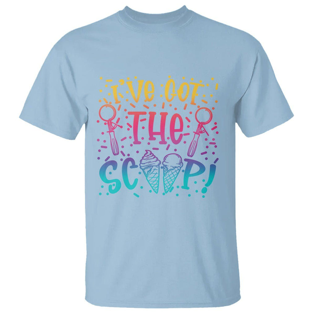 Baby Announcement T Shirt I've Got The Scoop Ice Cream Blue Pink Gender Reveal Baby Shower TS02 Light Blue Printyourwear