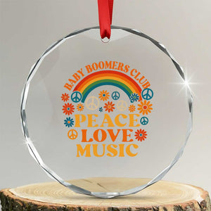 Baby Boomers Generation Crystal Glass Ornament Peace Love Music 60s Hippe TS10 Transparent Glass 3'' Circle Print Your Wear