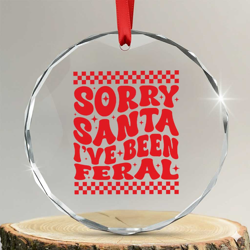 Baby Crystal Glass Ornament Sorry Santa I've Been Feral Toddler Kids TS10 Transparent Glass 3'' Circle Print Your Wear