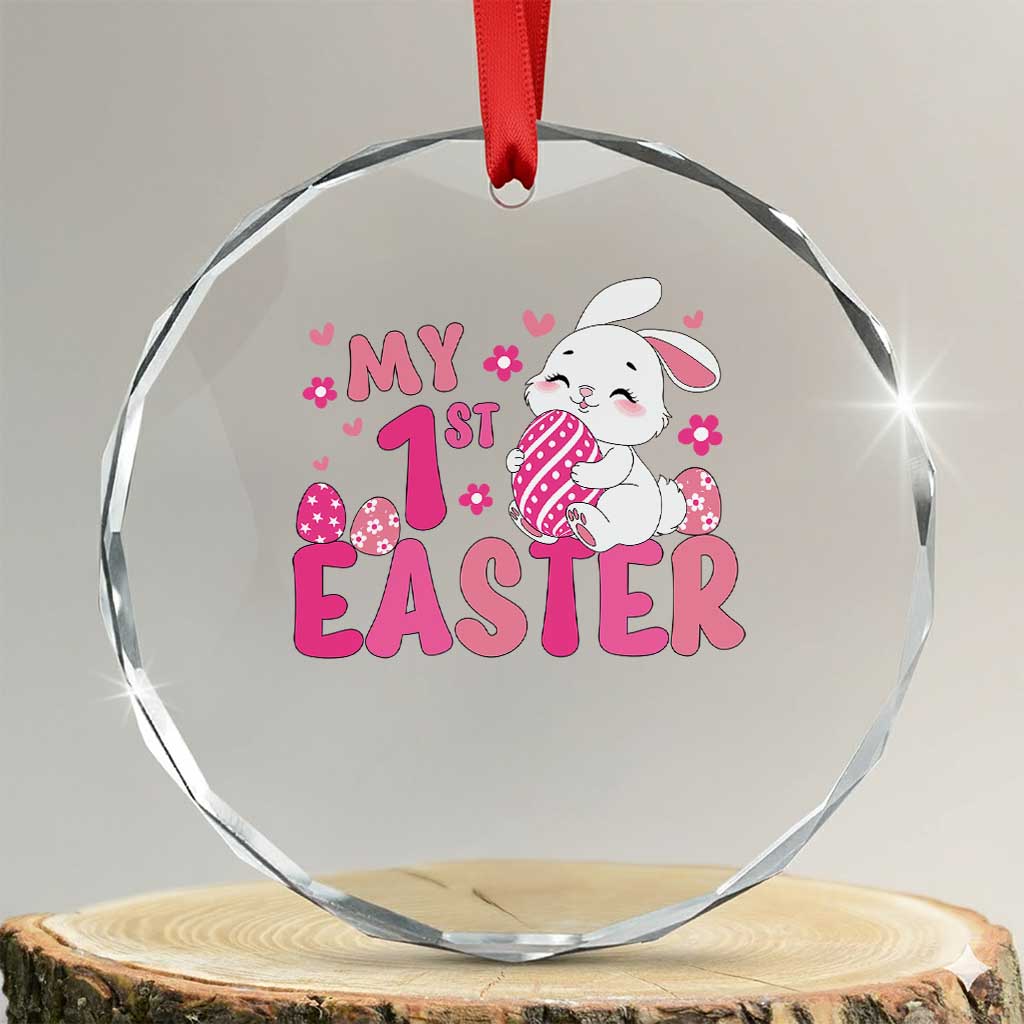 Baby First Easter Crystal Glass Ornament Cute Newborn Gift Bunny Rabbit TS10 Transparent Glass 3'' Circle Print Your Wear