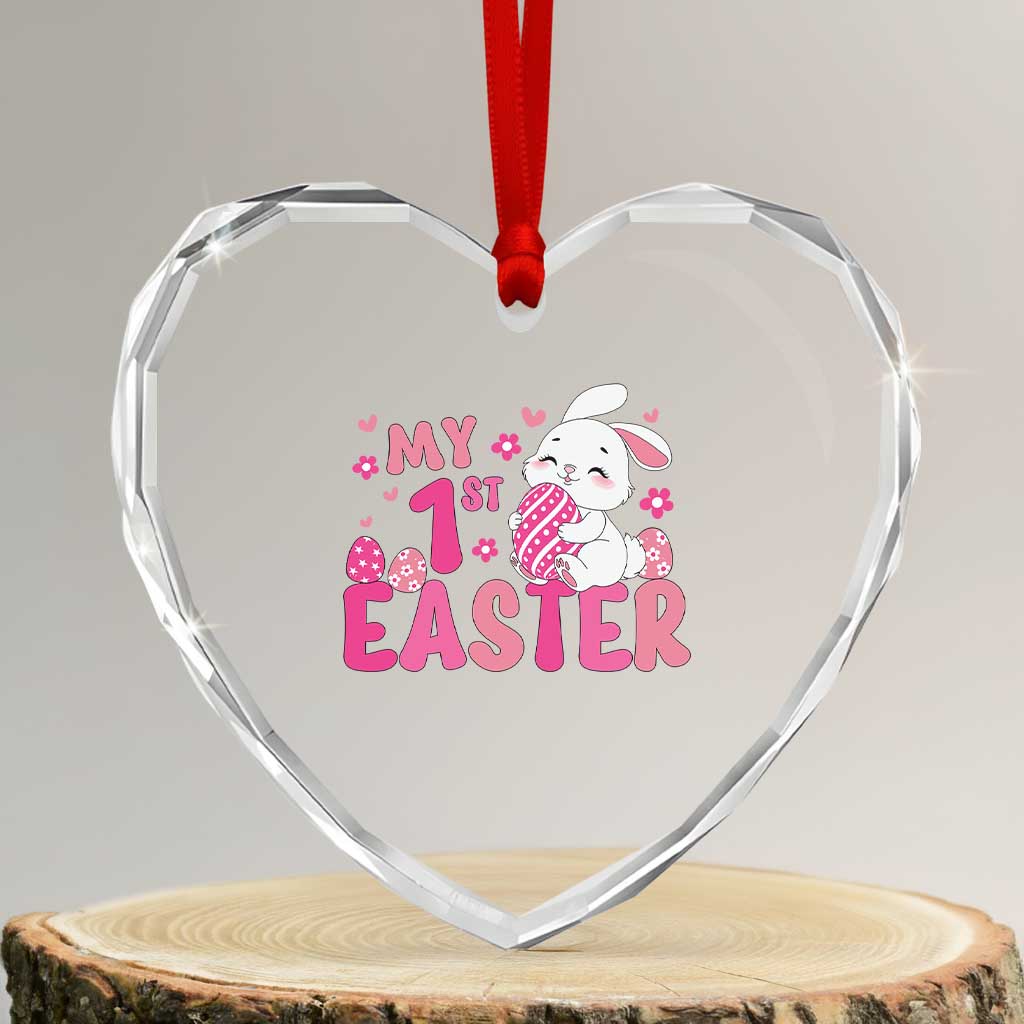 Baby First Easter Heart Crystal Glass Ornament Cute Newborn Gift Bunny Rabbit TS10 Transparent Glass 3'' Heart Print Your Wear