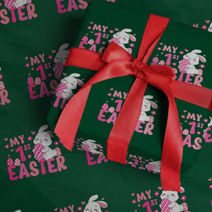 Baby First Easter Wrapping Paper Roll Cute Newborn Gift Bunny Rabbit TS10 Green Print Your Wear