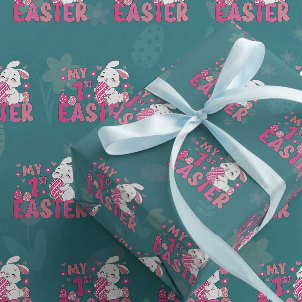 Baby First Easter Wrapping Paper Roll Cute Newborn Gift Bunny Rabbit TS10 Teal Print Your Wear