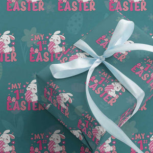 Baby First Easter Wrapping Paper Roll Cute Newborn Gift Bunny Rabbit TS10 Teal Print Your Wear
