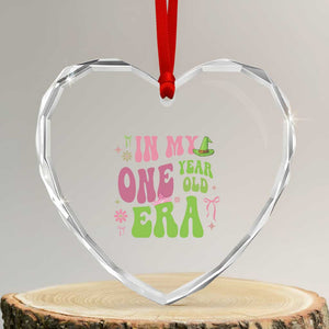 Baby Girl First Birthday Outfit Heart Crystal Glass Ornament In My One Year Old Era Witch Pink Green TS10 Transparent Glass 3'' Heart Print Your Wear