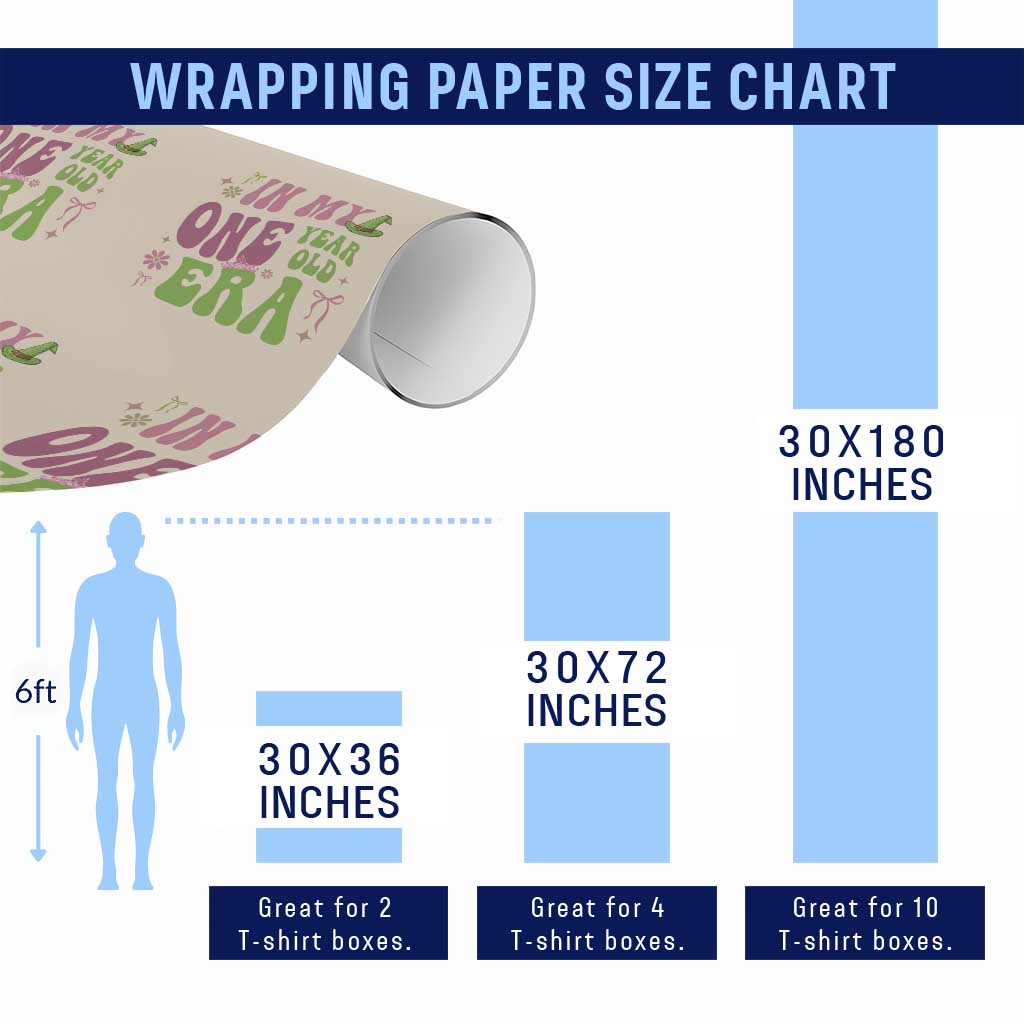 Baby Girl First Birthday Outfit Wrapping Paper Roll In My One Year Old Era Witch Pink Green TS10 Print Your Wear
