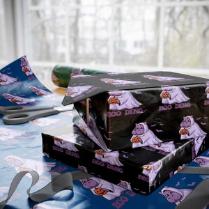 Baby Hippo Moo Deng Wrapping Paper Roll Boo-deng Halloween Cute Pygmy Hippopotamus TS02 Black Print Your Wear