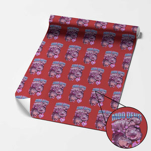 Baby Hippo Moo Deng Wrapping Paper Roll I Love Moo-Deng I Heart You Cute Pygmy Hippopotamus TS02 Red Print Your Wear