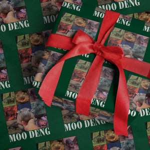 Baby Hippo Moo Deng Wrapping Paper Roll Pygmy Hippo Cute Zoo For Family TS02 Green Print Your Wear