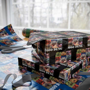 Baby Hippo Moo Deng Wrapping Paper Roll Pygmy Hippo Cute Zoo For Family TS02 Black Print Your Wear