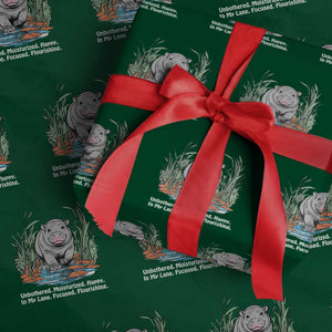 Baby Hippo Moo Deng Wrapping Paper Roll Unbothered Bouncy Pig Meme Cute Viral TS02 Green Print Your Wear