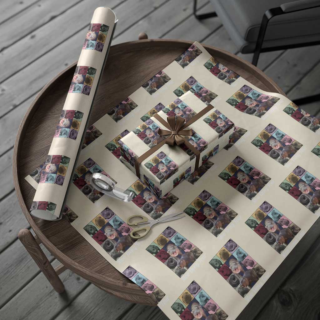 Baby Hippo Moo Deng Tour Wrapping Paper Roll Bouncy Cute Pygmy Hippopotamus TS02 Beige Print Your Wear