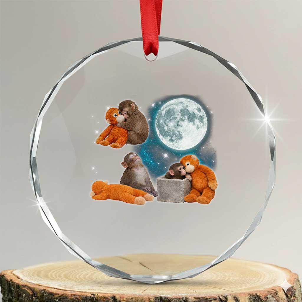 Baby Monkey Punch Crystal Glass Ornament Team Punch Monkey Viral Trend TS14 Transparent Glass 3'' Circle Print Your Wear