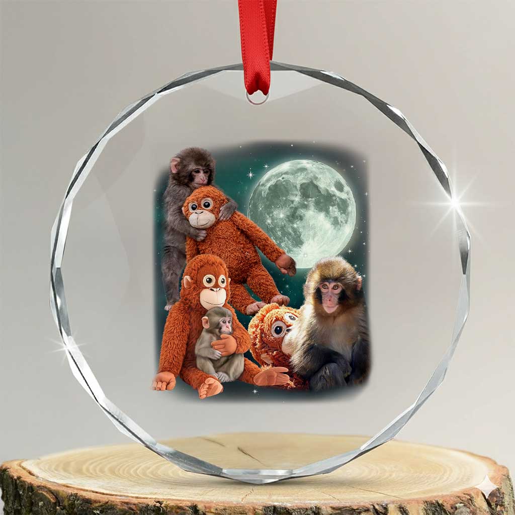 Baby Monkey Punch Crystal Glass Ornament Three Punch Moon Orange Toy TS11 Transparent Glass 3'' Circle Print Your Wear