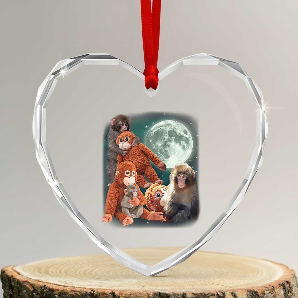 Baby Monkey Punch Heart Crystal Glass Ornament Three Punch Moon Orange Toy TS11 Transparent Glass 3'' Heart Print Your Wear