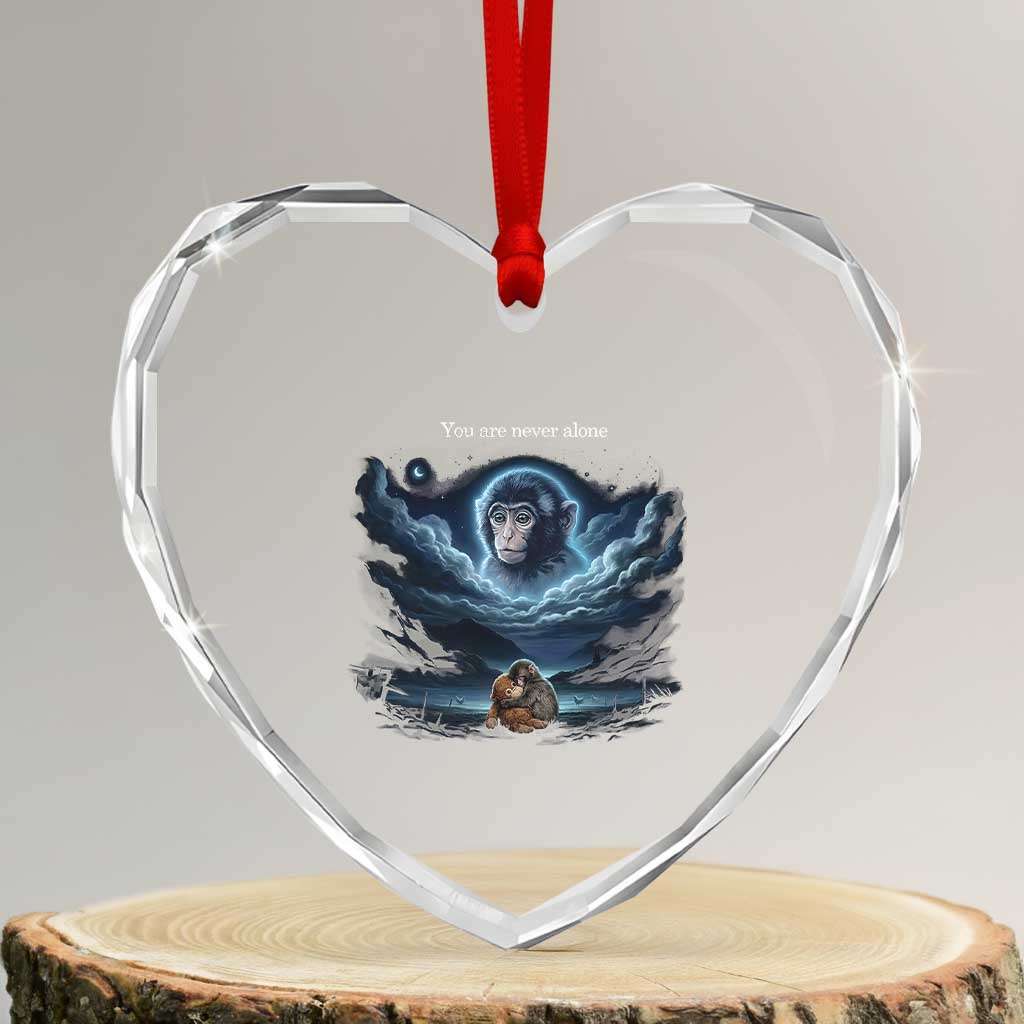 Baby Monkey Punch Heart Crystal Glass Ornament You Are Never Alone Brave TS14 Transparent Glass 3'' Heart Print Your Wear