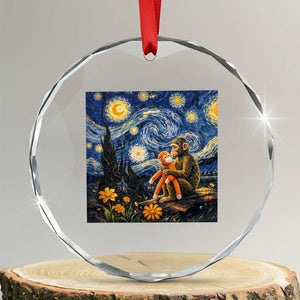 Baby Monkey Punch Starry Night Viral Trend Crystal Glass Ornament TS14 Transparent Glass 3'' Circle Print Your Wear