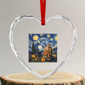 Baby Monkey Punch Starry Night Viral Trend Heart Crystal Glass Ornament TS14 Transparent Glass 3'' Heart Print Your Wear