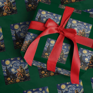 Baby Monkey Punch Starry Night Viral Trend Wrapping Paper Roll TS14 Green Print Your Wear