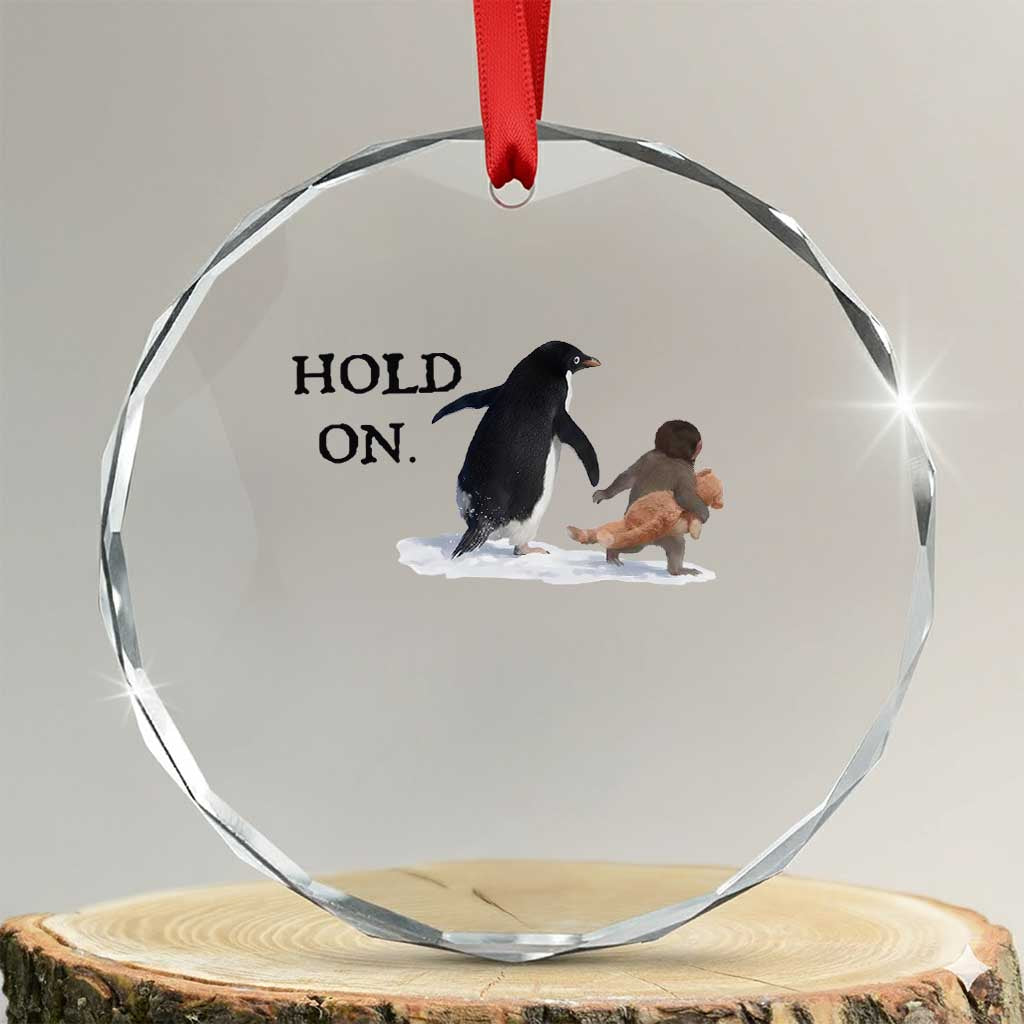 Baby Monkey Punch Viral Trend Crystal Glass Ornament Hold On TS14 Transparent Glass 3'' Circle Print Your Wear