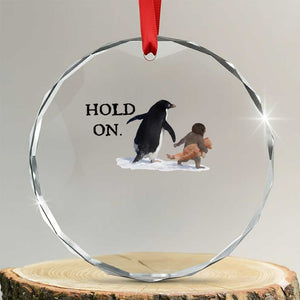Baby Monkey Punch Viral Trend Crystal Glass Ornament Hold On TS14 Transparent Glass 3'' Circle Print Your Wear