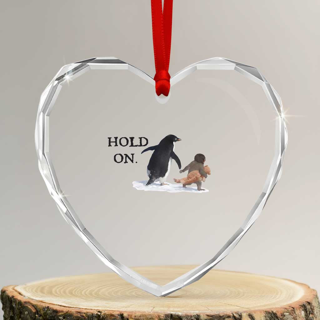 Baby Monkey Punch Viral Trend Heart Crystal Glass Ornament Hold On TS14 Transparent Glass 3'' Heart Print Your Wear