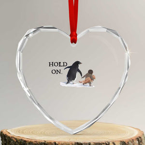 Baby Monkey Punch Viral Trend Heart Crystal Glass Ornament Hold On TS14 Transparent Glass 3'' Heart Print Your Wear