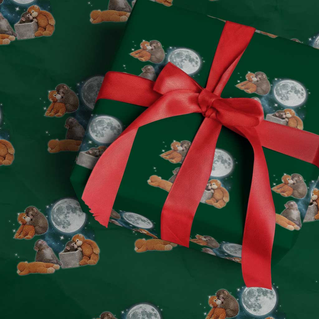 Baby Monkey Punch Wrapping Paper Roll Team Punch Monkey Viral Trend TS14 Green Print Your Wear