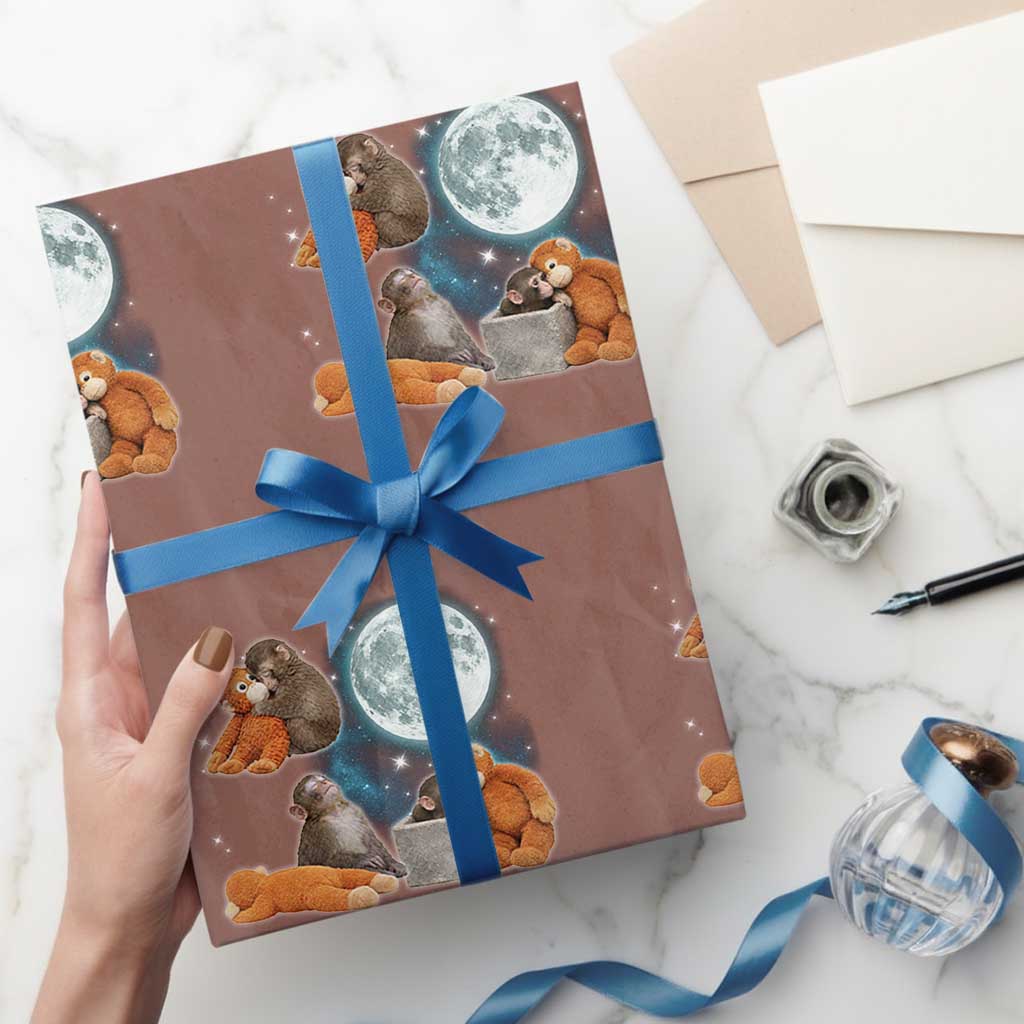 Baby Monkey Punch Wrapping Paper Roll Team Punch Monkey Viral Trend TS14 Mocha Print Your Wear