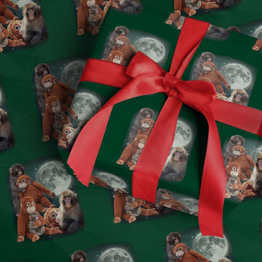 Baby Monkey Punch Wrapping Paper Roll Three Punch Moon Orange Toy TS11 Green Print Your Wear