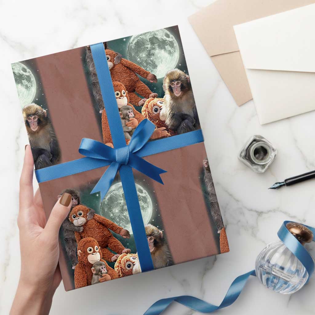 Baby Monkey Punch Wrapping Paper Roll Three Punch Moon Orange Toy TS11 Mocha Print Your Wear