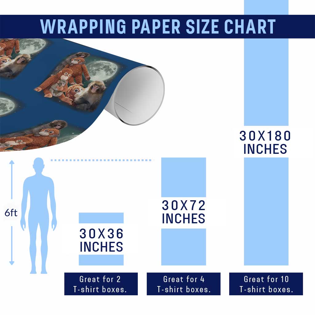 Baby Monkey Punch Wrapping Paper Roll Three Punch Moon Orange Toy TS11 Print Your Wear