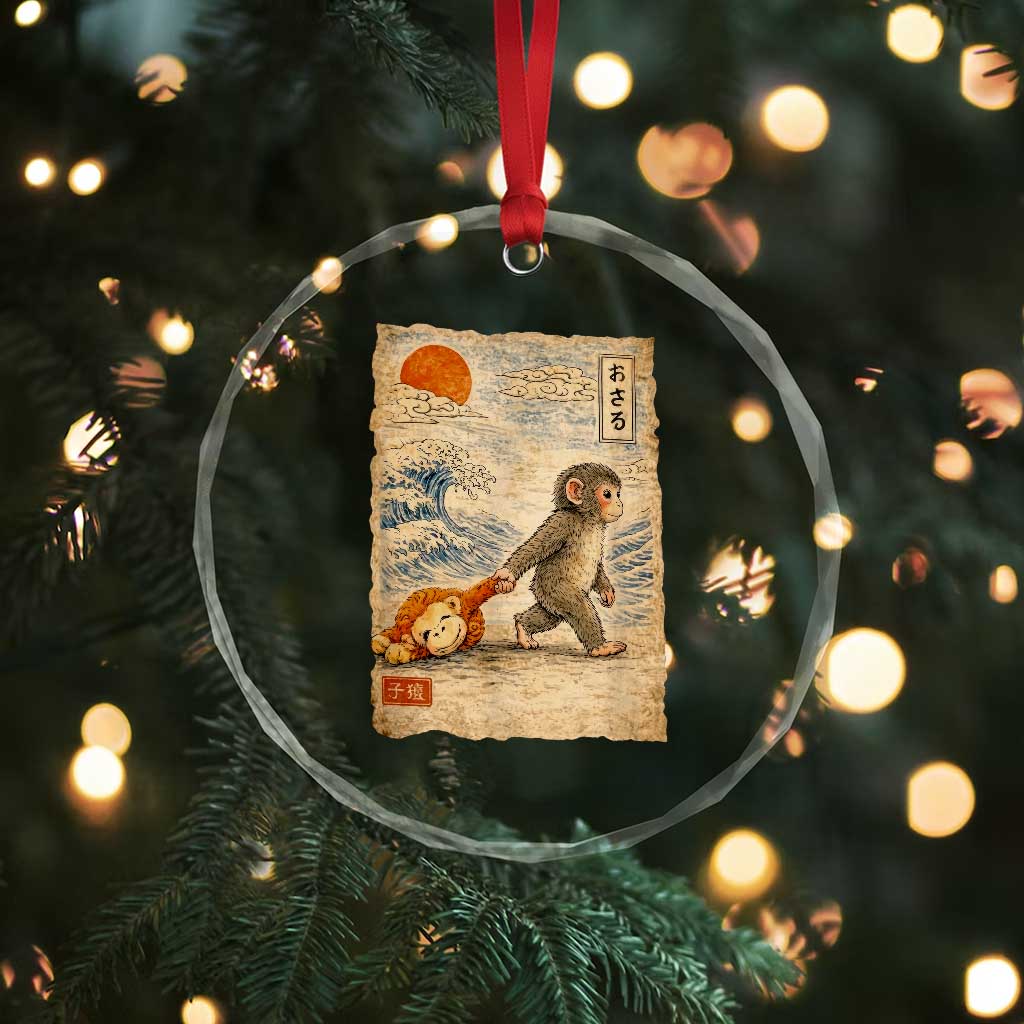 Baby Punch the Monkey Japanese Style Graphic Crystal Glass Ornament Dragging Plush Toy Vintage Art Gift TS02 Print Your Wear