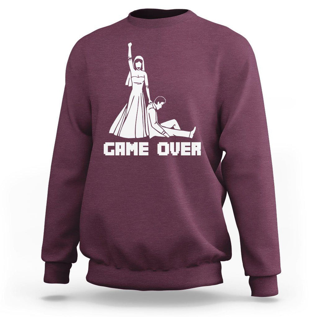 Bachelor Party Sweatshirt Game Over TS02 Maroon Printyourwear