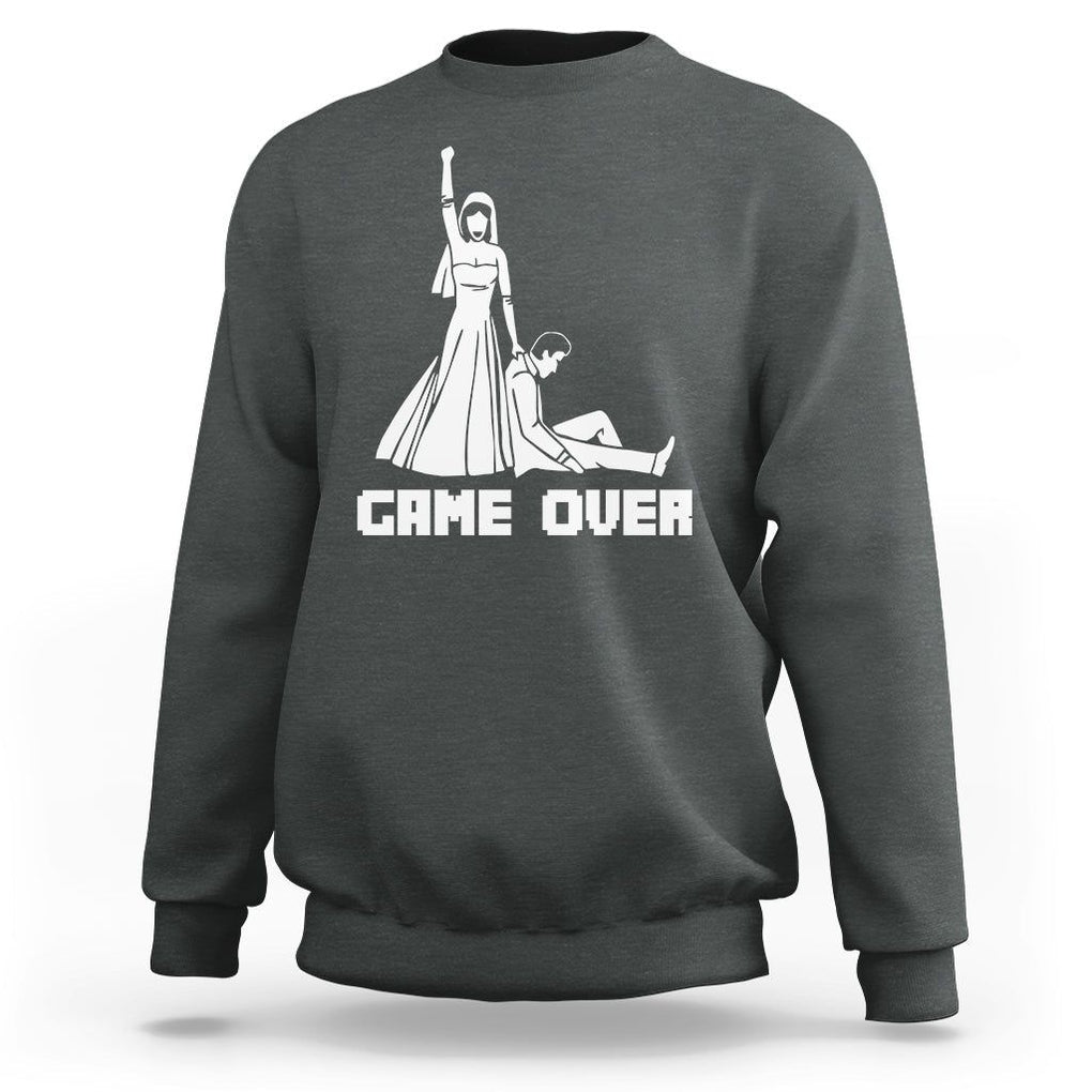 Bachelor Party Sweatshirt Game Over TS02 Dark Heather Printyourwear