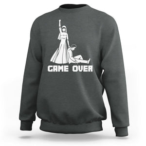 Bachelor Party Sweatshirt Game Over TS02 Dark Heather Printyourwear