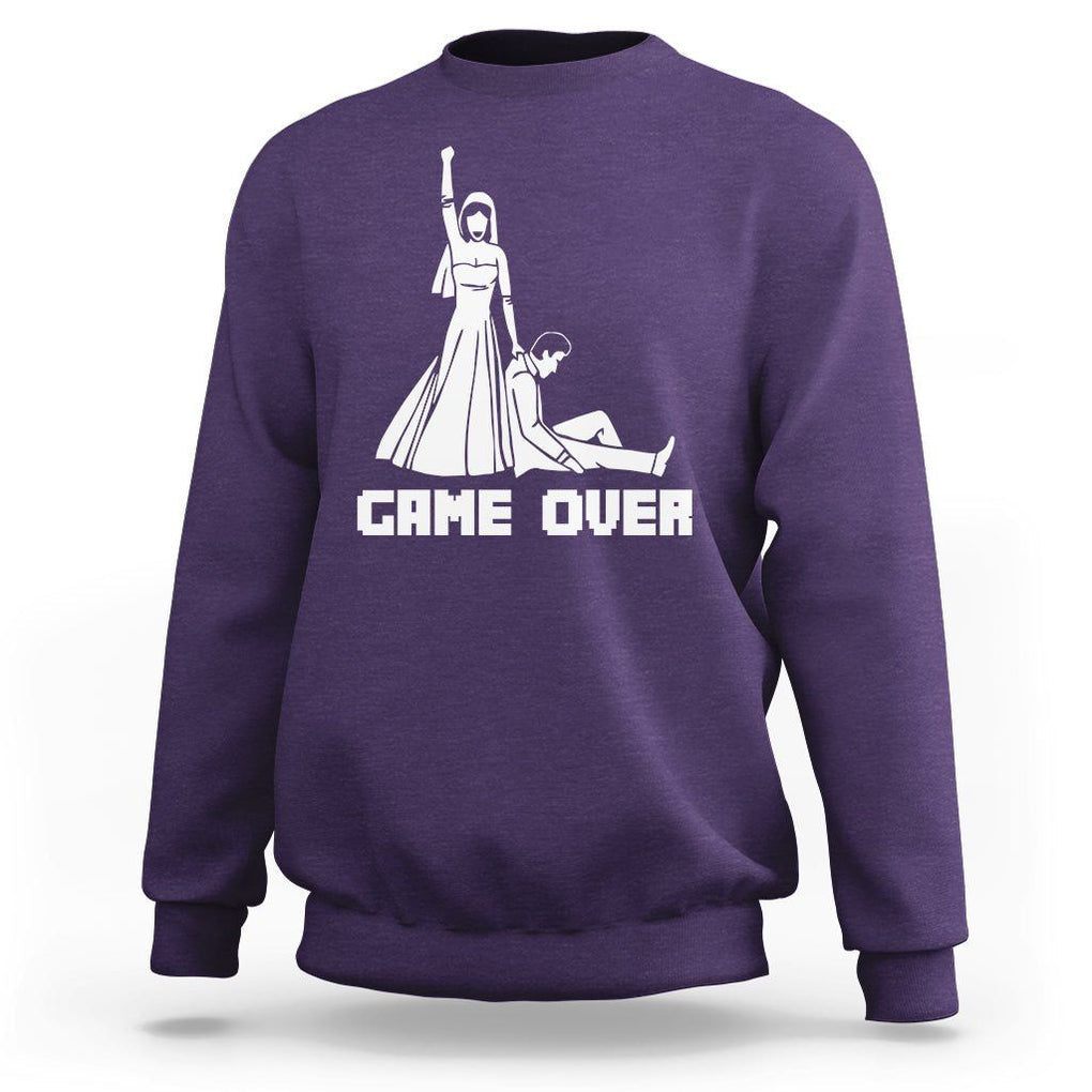 Bachelor Party Sweatshirt Game Over TS02 Purple Printyourwear