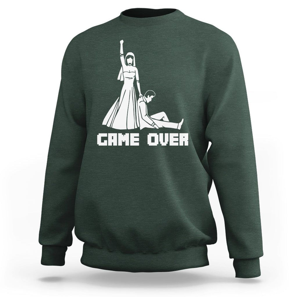 Bachelor Party Sweatshirt Game Over TS02 Dark Forest Green Printyourwear
