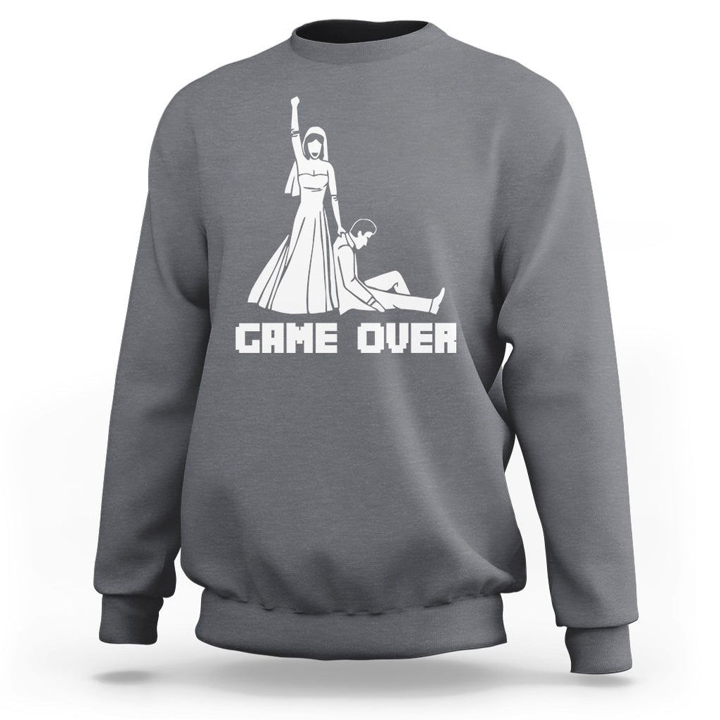 Bachelor Party Sweatshirt Game Over TS02 Charcoal Printyourwear